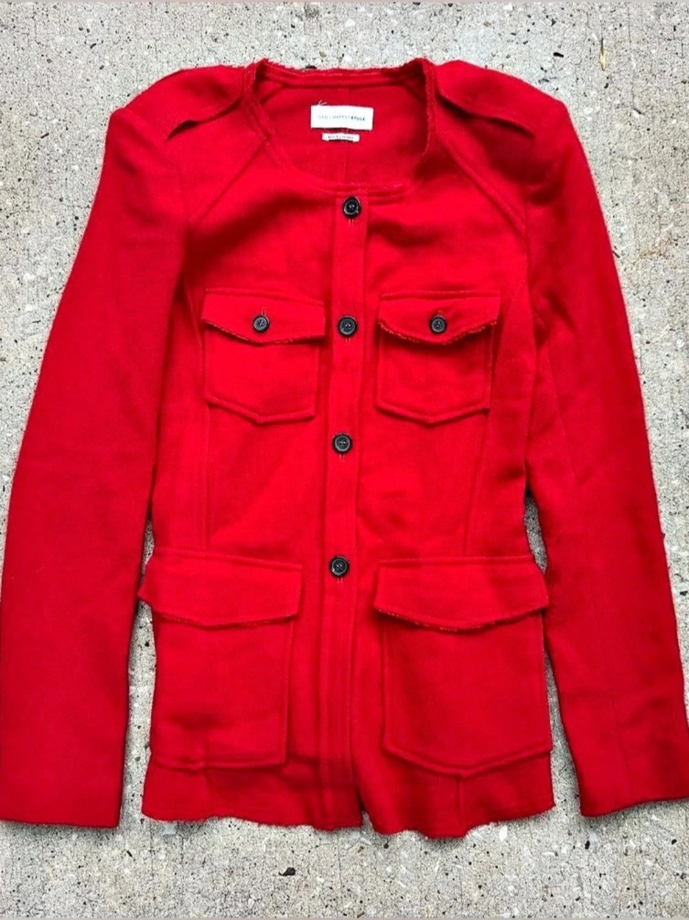 Isabel Marant Etoile Wool Military Jacket Size 34 XS Red Utility Workwear